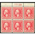 527, Mint VF NH 2¢ Top Plate Block of Six * Stu...