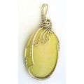 Yellow Serpentine Nickel Silver Wire Wrap Gemst...
