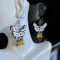 Earrings Hen Boots Design Dangle Earrings Woode...