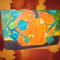 Hand painted Thanksgiving art, measures 20" x 16"