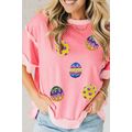Peach Blossom Sequined Easter Eggs Contrast Pat...