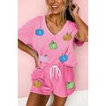 Bonbon Sequin Halloween Pumpkin Pattern V Neck ...