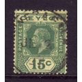 CEYLON 1923 SG349a 15c GREEN / PALE YELLOW FINE...