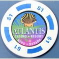 Atlantis. $1 Casino Chip. Reno, NV. 17B.