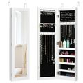 Wall And Door Mirrored Jewelry Cabinet With LED...