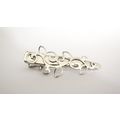Small silver tone metal leaves alligator hair c...