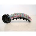 Black art deco sparkly banana hair claw clip wi...