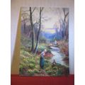 PICKING PRIMROSES by E. Walbourn unused postcar...