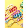 Festival Fuchsia Chain Design Tassel Key Ring
