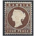 Gambia 1880 SG15B 4d Brown Watermark Crown CC F...