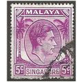 Singapore 1952 SG19a 5c Bright Purple Perf 17.5...