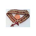 Red And Gold Woven Hand Beaded Ribbon Bangle Br...