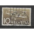 SWITZERLAND 1923 10c HAEFELD DH-3 BIPLANE BROWN...