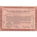 Vintage 1946 Certificate 100 Shares Waltham Wat...