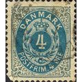 DENMARK, Oval with crown, grey & blue 1870, 4ore