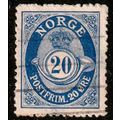 Norway 1910 Posthorn 20ore Used Stamp