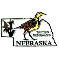 Nebraska State Outline with Western Meadowlark ...