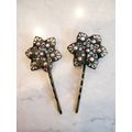 Antique bronze hair pin with swarovski crystals...