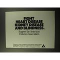 1992 American Diabetes Association Ad - Fight heart kidney disease blindness