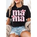 Black Floral Bow Mama Graphic Crewneck Tee
