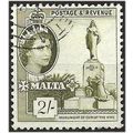 Malta 1956 SG278 2/- Olive-Green Fine Used . ..
