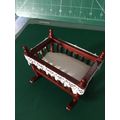 Mahogany Rocking Cradle White with Lace Bedding...