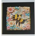 Completed Diamond Art Bee Picture with Wooden B...