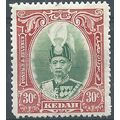 Kedah 1937 SG63 30c Green & Scarlet Mounted Min...