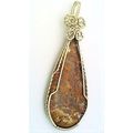 Golden Moss Agate Nickel Silver Wire Wrap Gemst...