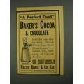 1908 Baker's Cocoa & Chocolate Ad - A Perfect Food