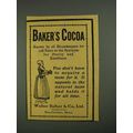1908 Baker's Cocoa Ad - Known By all Housekeepers