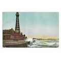 Rough Sea, Blackpool, Postcard.