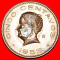 BRONZE (1942-1955): MEXICO ★ 5 CENTAVOS 1953 MI...