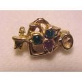 Heart Pin Skeleton Key Pin Green Aqua Rhineston...