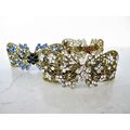 Large bronze gold bow leaves flowers amber purp...