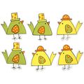 Wood Veneer Chicks Pack of Six Two Designs Stic...