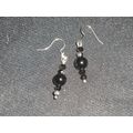 Pair lightweight silvered black crystal glass d...