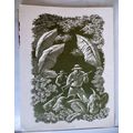 Vintage Everett Woodcut Hunting Dogs Jungle Ani...