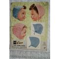 Vintage: Emu 842 bonnets, 3 ply, size 3-18 months
