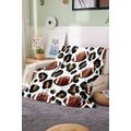 White Leopard & Rugby Print Flannel Blanket 130...