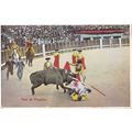 Fall of Picador Spanish Matador Bullfighter Kil...