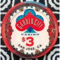 Garden City $3. Casino Chip - San Jose, California