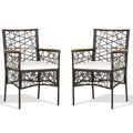 2 Pieces PE Wicker Patio Bistro Dining Chairs w...