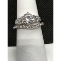 Ring Set Wedding Engagement Solitaire Band Rhin...