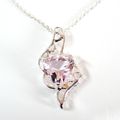 Silver Pink Topaz Twist Pendant Necklace Gift B...