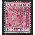 GIBRALTAR 1889-96 10c CENTIMOS SPANISH CURRENCY...