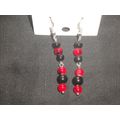 Mixture of red & black glass drop earrings