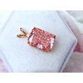 8ct Pink Cubic Zirconia Radiant Cut Pendant 14k...