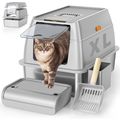 Stainless Steel Cat Litter Box with Lid, XL Ext...