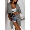 Gray Dolman Half Sleeve Pocketed Long Cardigan